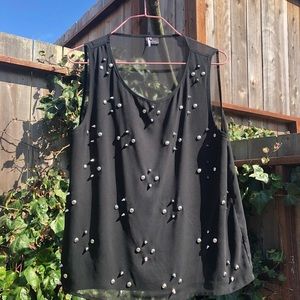 SPARKLE & FADE Top Black Sheer Spikes and Studs